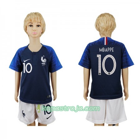 Billiga Fotbollströjor Frankrike Mbappe 10 Barn VM 2018 Hemma tröja